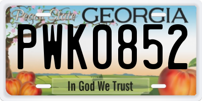 GA license plate PWK0852