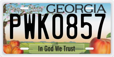 GA license plate PWK0857