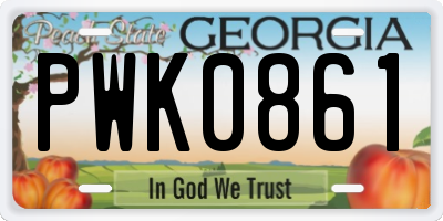 GA license plate PWK0861