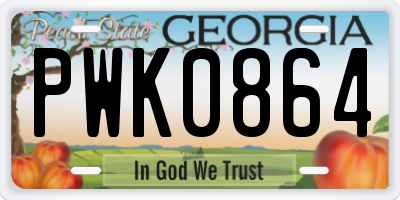 GA license plate PWK0864