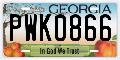 GA license plate PWK0866