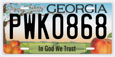 GA license plate PWK0868