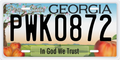 GA license plate PWK0872