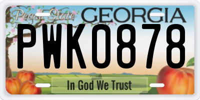 GA license plate PWK0878