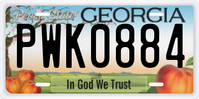 GA license plate PWK0884