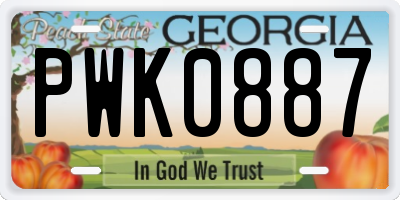 GA license plate PWK0887