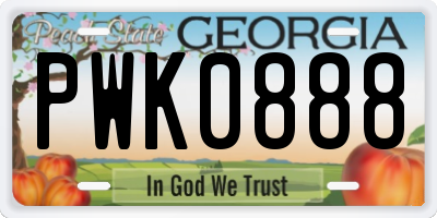 GA license plate PWK0888