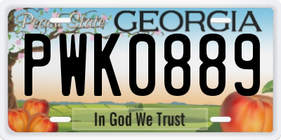 GA license plate PWK0889