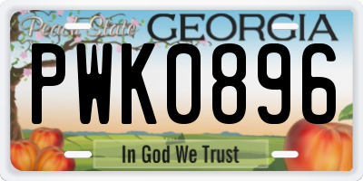 GA license plate PWK0896