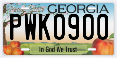 GA license plate PWK0900