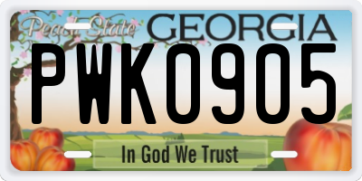 GA license plate PWK0905