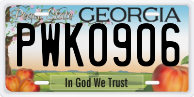 GA license plate PWK0906