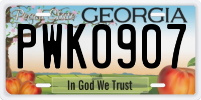 GA license plate PWK0907