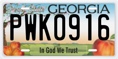 GA license plate PWK0916