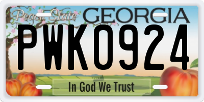 GA license plate PWK0924