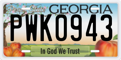 GA license plate PWK0943