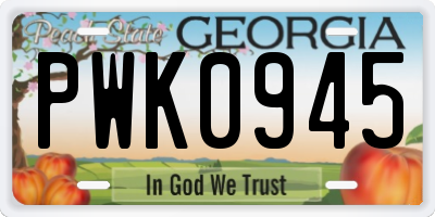 GA license plate PWK0945