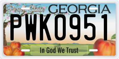 GA license plate PWK0951