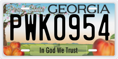 GA license plate PWK0954