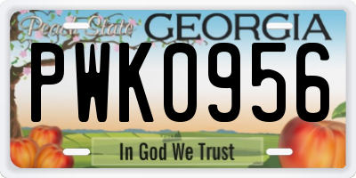 GA license plate PWK0956