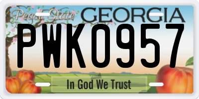 GA license plate PWK0957