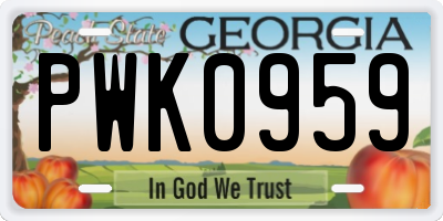 GA license plate PWK0959