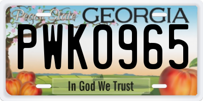 GA license plate PWK0965