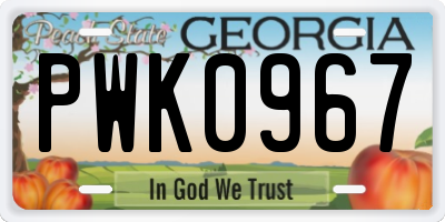 GA license plate PWK0967