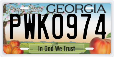 GA license plate PWK0974