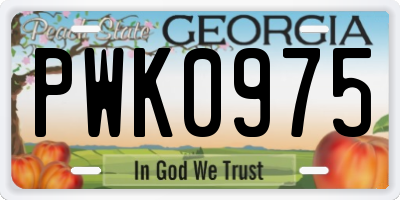 GA license plate PWK0975
