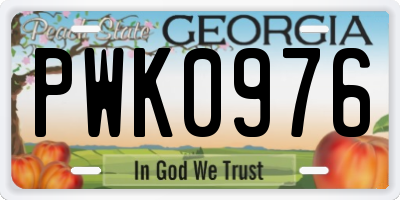 GA license plate PWK0976