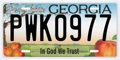 GA license plate PWK0977