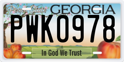 GA license plate PWK0978