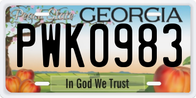 GA license plate PWK0983
