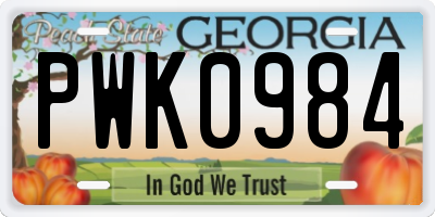GA license plate PWK0984