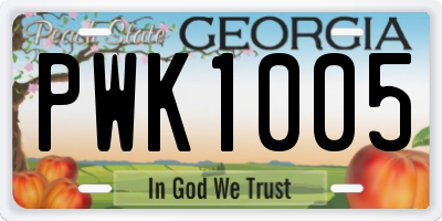 GA license plate PWK1005