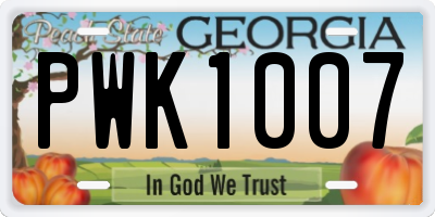 GA license plate PWK1007