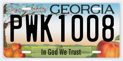 GA license plate PWK1008