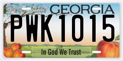GA license plate PWK1015