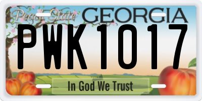 GA license plate PWK1017