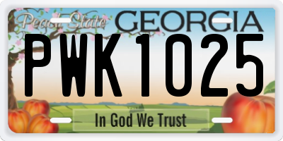 GA license plate PWK1025