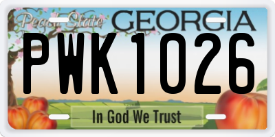 GA license plate PWK1026