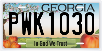 GA license plate PWK1030