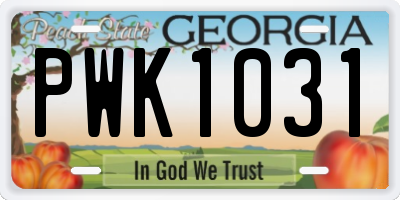 GA license plate PWK1031