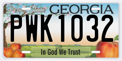 GA license plate PWK1032