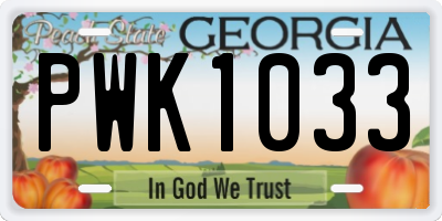 GA license plate PWK1033