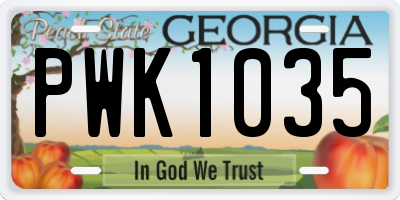 GA license plate PWK1035