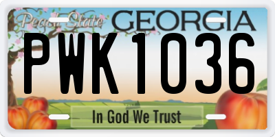GA license plate PWK1036