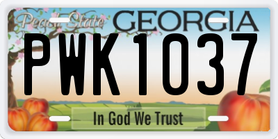 GA license plate PWK1037