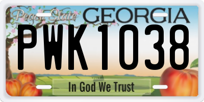 GA license plate PWK1038